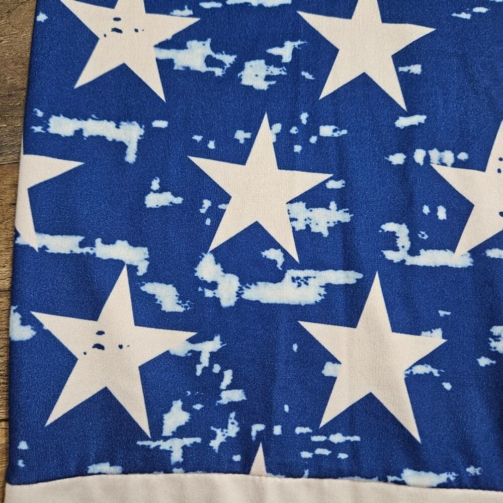 Stars and Stripes Red White Blue Wide Leg Pull On Lounge Casual Patriotic Pants - Picture 5 of 7